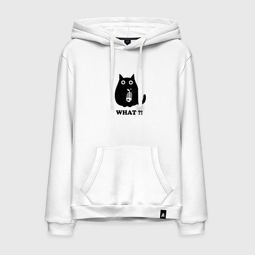 Мужская толстовка-худи Кот и скелет рыбы / Белый – фото 1