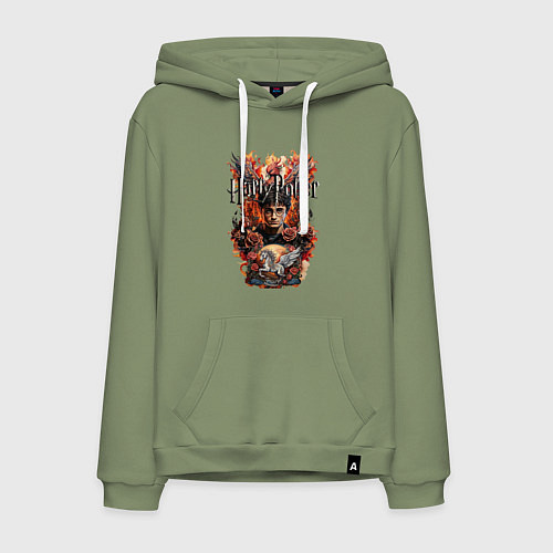 Мужская толстовка-худи Гарри Поттер на фоне феникса и пегаса / Авокадо – фото 1