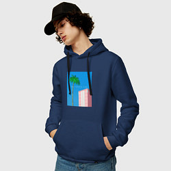Толстовка-худи хлопковая мужская Калифорния вайб, цвет: тёмно-синий — фото 2