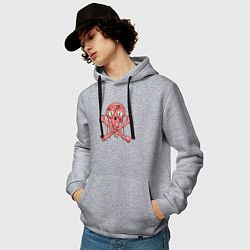 Толстовка-худи хлопковая мужская Розовый черепок, цвет: меланж — фото 2