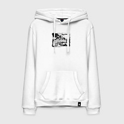 Толстовка-худи хлопковая мужская Туры на природе, цвет: белый