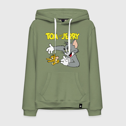 Мужская толстовка-худи Том и Джерри - кот и мышь / Авокадо – фото 1