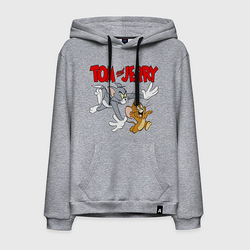 Мужская толстовка-худи Том и Джерри - погоня / Меланж – фото 1