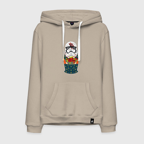 Мужская толстовка-худи Матрёшка в шлеме имперского штурмовика / Миндальный – фото 1