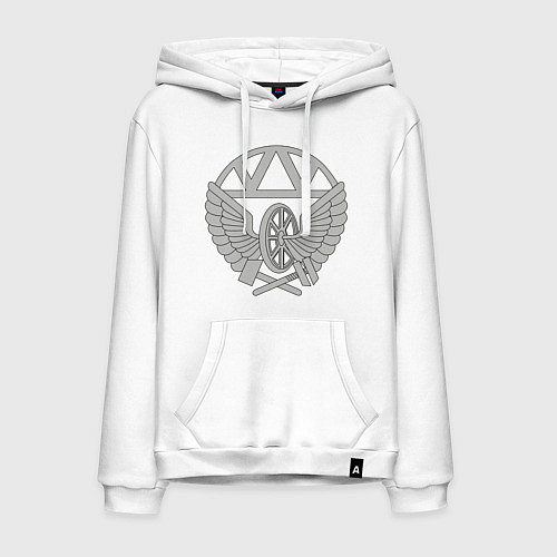 Мужская толстовка-худи Железнодорожные войска: эмблема / Белый – фото 1