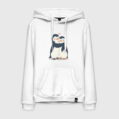 Мужская толстовка-худи Пингвинчики обнимаются / Белый – фото 1