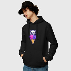 Толстовка-худи хлопковая мужская Panda ice cream, цвет: черный — фото 2