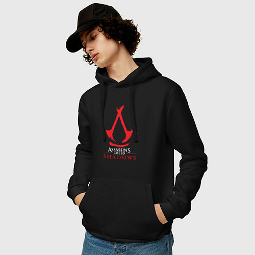 Мужская толстовка-худи Assassins Creed Shadows - badge / Черный – фото 3