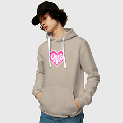 Толстовка-худи хлопковая мужская Oh my god love, цвет: миндальный — фото 2