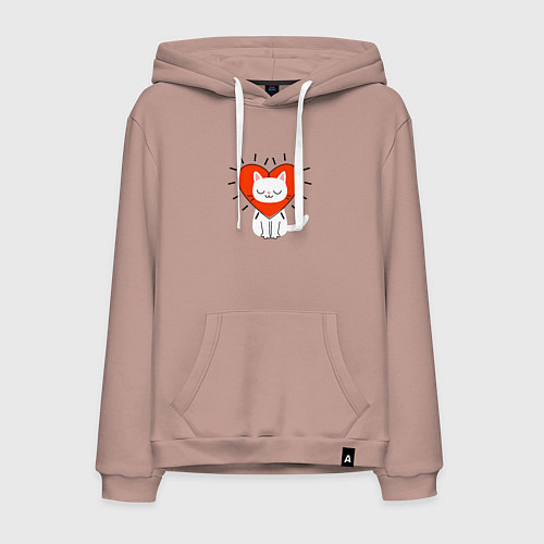 Мужская толстовка-худи Кошкино сердечко / Пыльно-розовый – фото 1