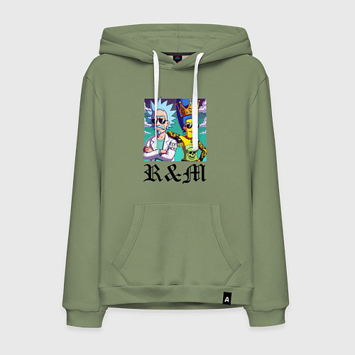 Мужская толстовка-худи Рик Санчес и королева Мардж Симпсон - коллаба / Авокадо – фото 1