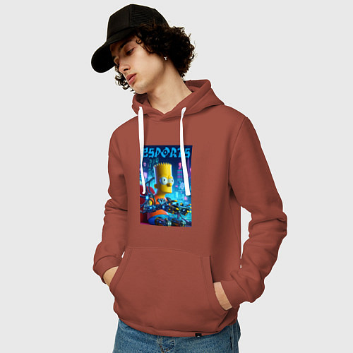 Мужская толстовка-худи Cyber Bart Simpson - esport / Кирпичный – фото 3