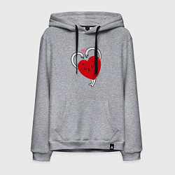Толстовка-худи хлопковая мужская Love hands, цвет: меланж