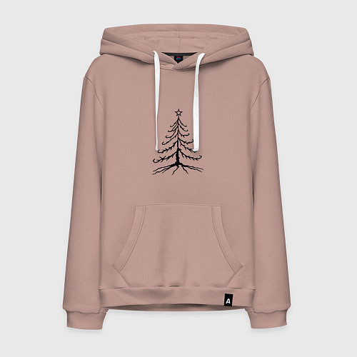 Мужская толстовка-худи Хоррор ель / Пыльно-розовый – фото 1