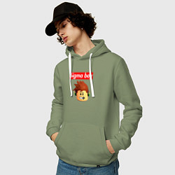 Толстовка-худи хлопковая мужская Sigma boy roblox head - мем Роблокс Сигма бой, цвет: авокадо — фото 2