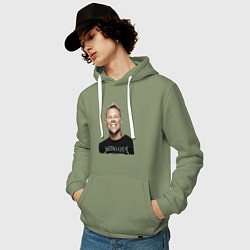 Толстовка-худи хлопковая мужская James Alan Hetfield - Metallica leader, цвет: авокадо — фото 2