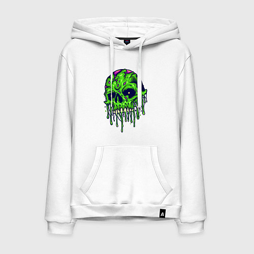 Мужская толстовка-худи Green skull / Белый – фото 1