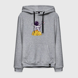 Толстовка-худи хлопковая мужская Вперёд в космос, цвет: меланж