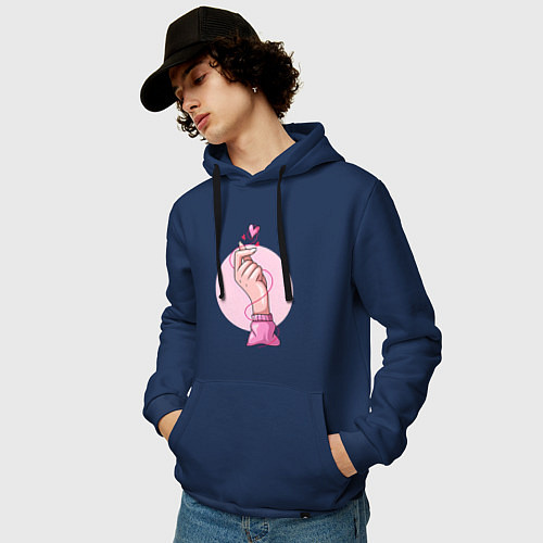 Мужская толстовка-худи Сердечко / Тёмно-синий – фото 3