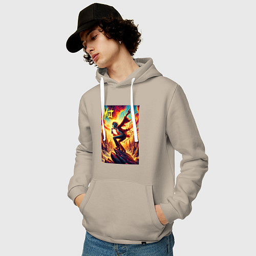 Мужская толстовка-худи Mick Jagger -mountain fantasy / Миндальный – фото 3