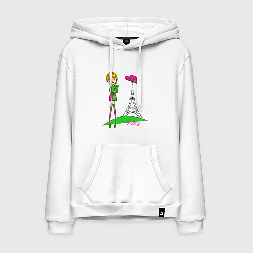 Мужская толстовка-худи Прогулка по Парижу / Белый – фото 1