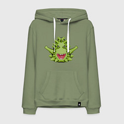Мужская толстовка-худи Cartoon monster with spikes green