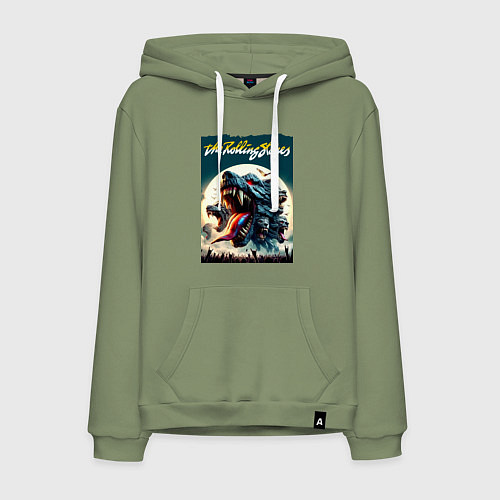 Мужская толстовка-худи Волки Роллинг Стоунз - фантазия / Авокадо – фото 1