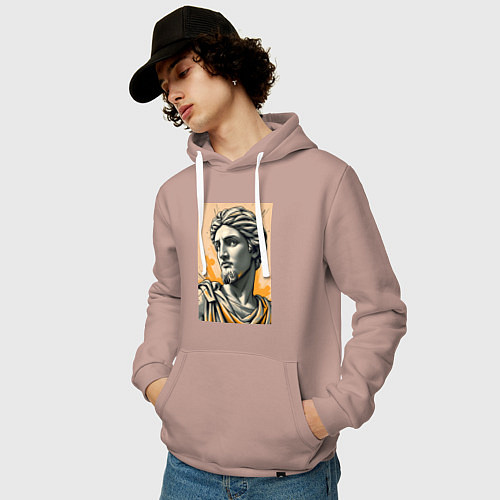 Мужская толстовка-худи Арт с античным портретом / Пыльно-розовый – фото 3