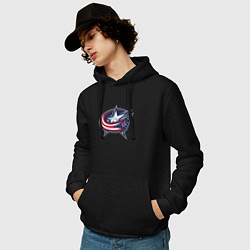 Толстовка-худи хлопковая мужская Columbus blue jackets - hockey team - emblem, цвет: черный — фото 2
