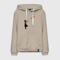 Толстовка-худи хлопковая мужская Девочка и топор, цвет: миндальный