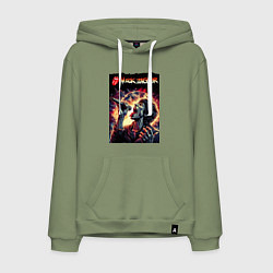 Толстовка-худи хлопковая мужская Rolling Stones singer Mick Jagger, цвет: авокадо