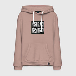 Толстовка-худи хлопковая мужская Кролик в фотобудке, цвет: пыльно-розовый