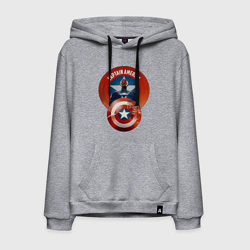 Мужская толстовка-худи Captain America / Меланж – фото 1