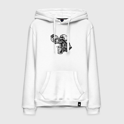 Мужская толстовка-худи Пивной скелетик / Белый – фото 1