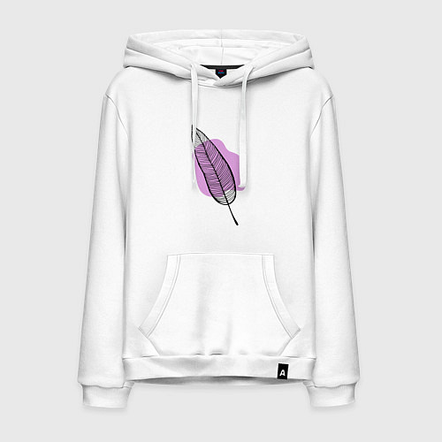 Мужская толстовка-худи Контуры листа на сливовом / Белый – фото 1