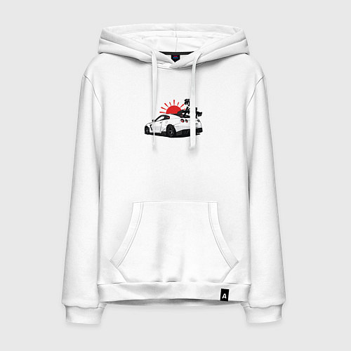 Мужская толстовка-худи Авто и иероглифы / Белый – фото 1