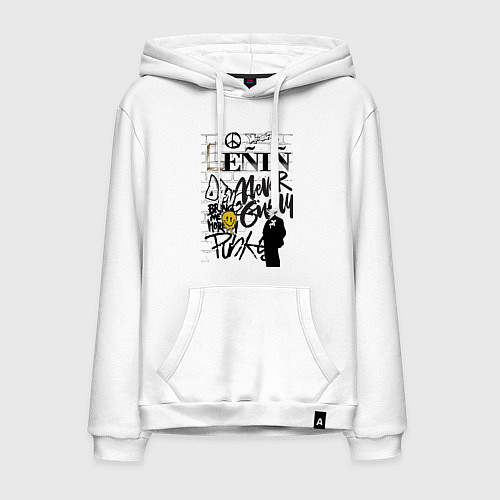 Мужская толстовка-худи Lenin граффити / Белый – фото 1