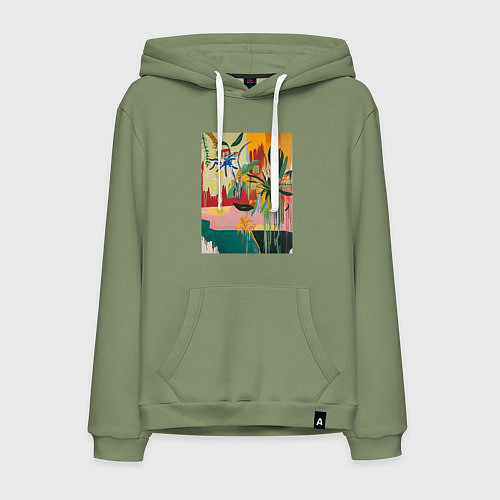 Мужская толстовка-худи Абстрактная тропическая картина / Авокадо – фото 1