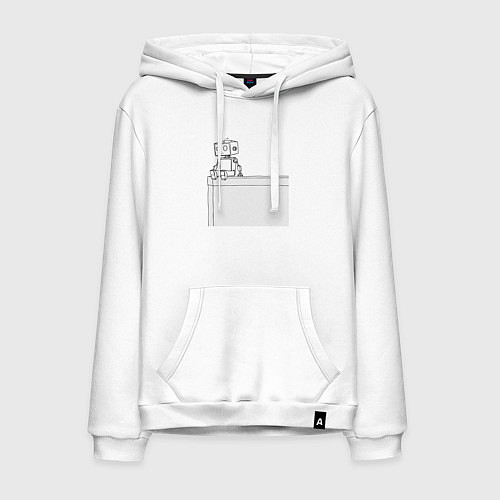 Мужская толстовка-худи Одинокий робот / Белый – фото 1