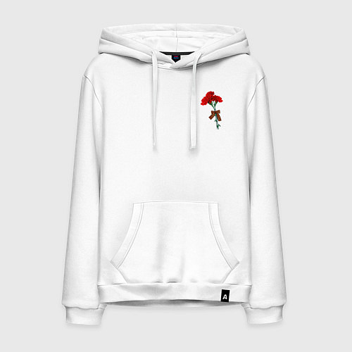 Мужская толстовка-худи Гвоздики и георгиевская лента / Белый – фото 1