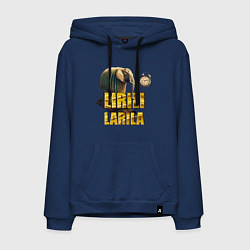 Толстовка-худи хлопковая мужская Brainrot animals - elephant meme, цвет: тёмно-синий