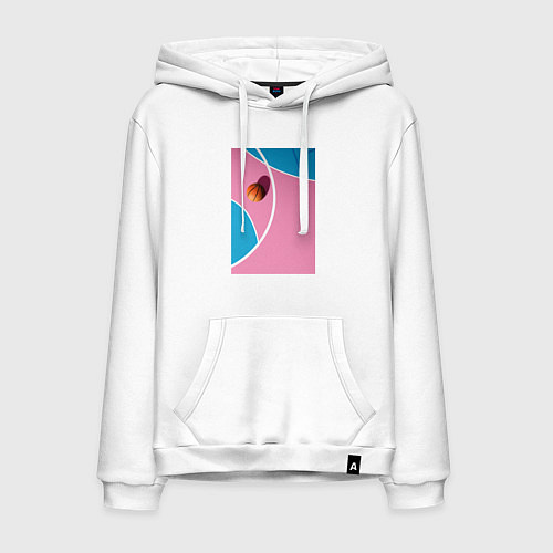 Мужская толстовка-худи Баскетбольная площадка сверху и мяч / Белый – фото 1