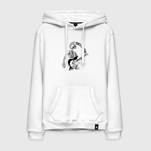 Мужская толстовка-худи Skeleton guitarist - punks not dead motto / Белый – фото 1