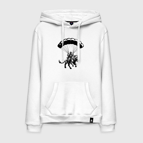 Мужская толстовка-худи Парашютист на льве / Белый – фото 1