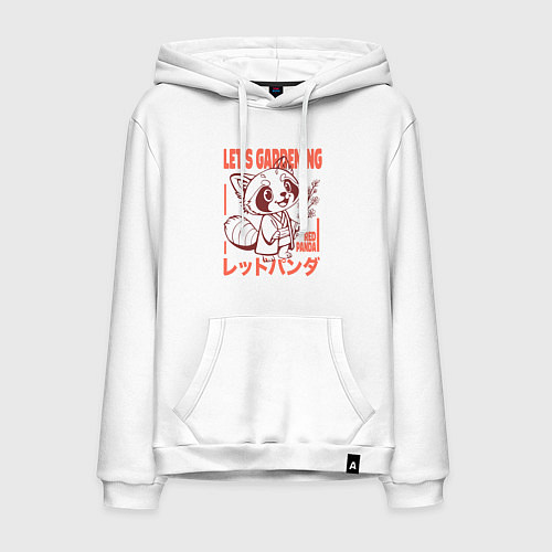 Мужская толстовка-худи Lets gardening red panda / Белый – фото 1