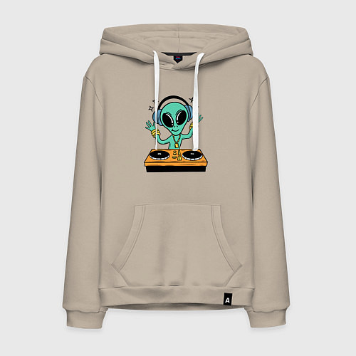 Мужская толстовка-худи Диджей инопланетянин / Миндальный – фото 1