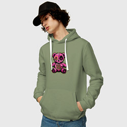 Толстовка-худи хлопковая мужская Pink bear, цвет: авокадо — фото 2