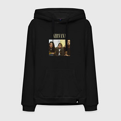 Толстовка-худи хлопковая мужская Nirvana band foto, цвет: черный