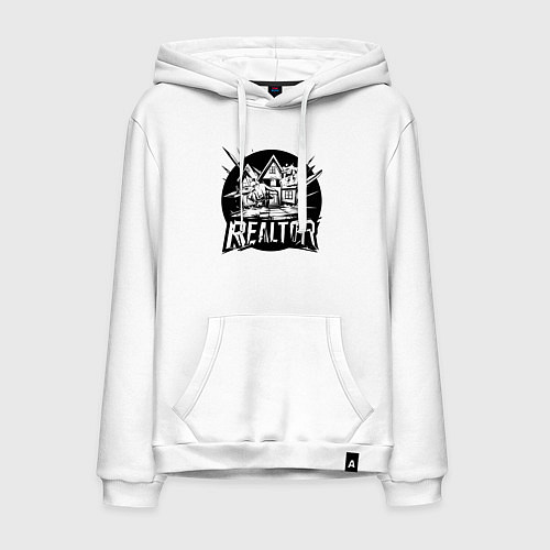 Мужская толстовка-худи Риелтор дом / Белый – фото 1