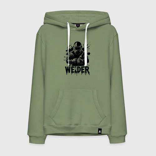 Мужская толстовка-худи Сварщик черной краской / Авокадо – фото 1